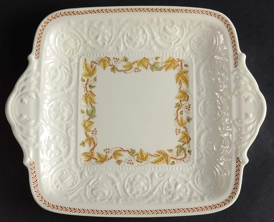 Golden Ivy (Laurel Rim) Square Handled Cake Plate by Wedgwood-1