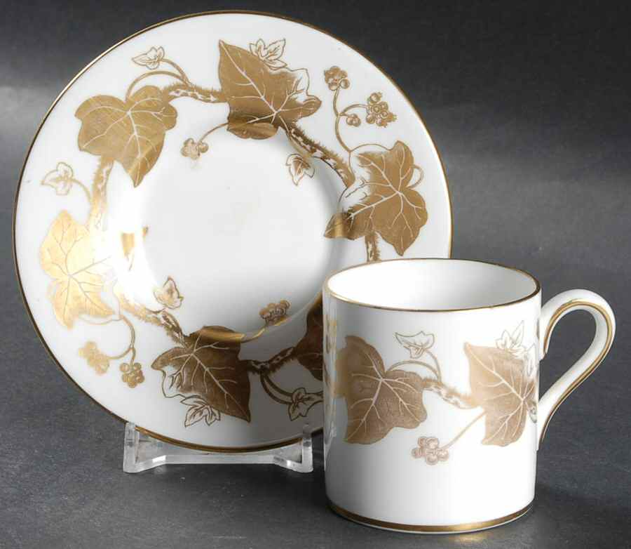 Golden Ivy Bond Shape Demitasse Cup and Saucer Set by Wedgwood-1