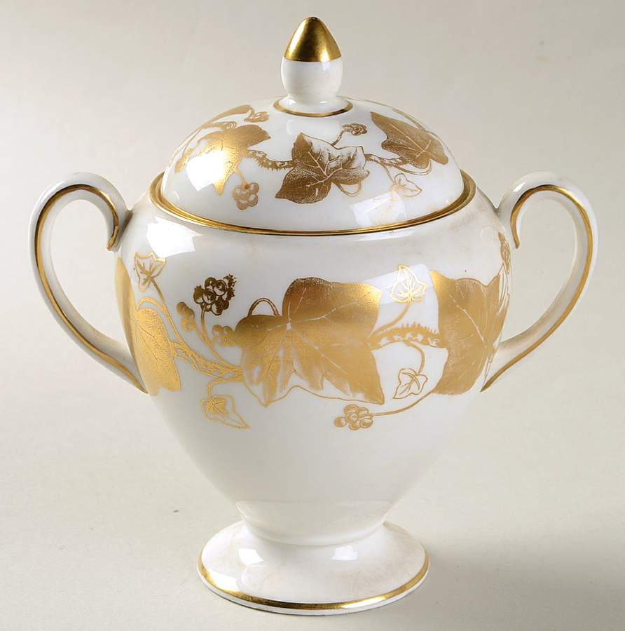 Golden Ivy Globe Shape Sugar Bowl & Lid by Wedgwood-1