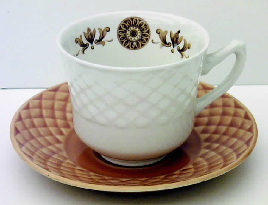 Gold Medallion Flat Cup & Saucer Set by Wedgwood-1
