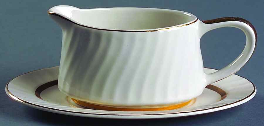 Golden Swirl Gravy Boat & Underplate by Wedgwood-1