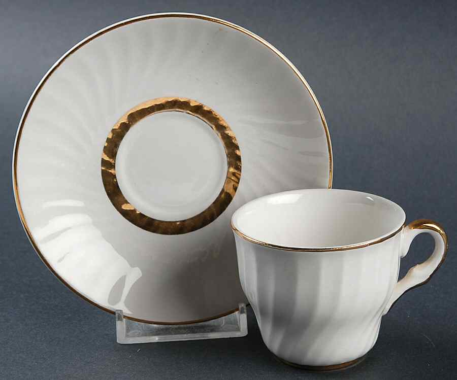 Golden Swirl Flat Demitasse Cup & Saucer Set by Wedgwood-1