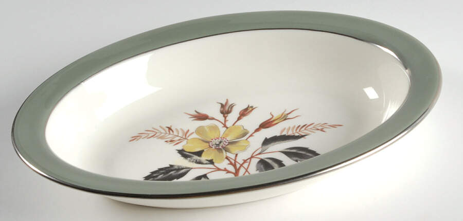 Greenwood (Bone) 10" Oval Vegetable Bowl by Wedgwood-1