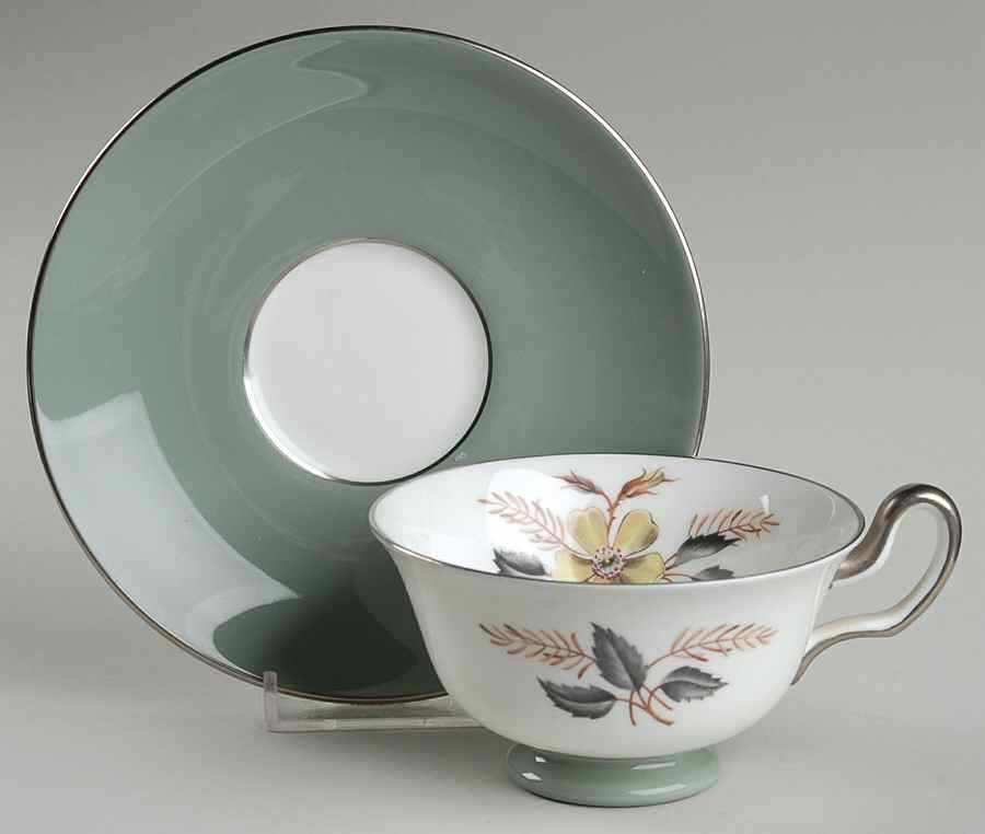 Greenwood (Bone) Footed Cup & Saucer Set by Wedgwood-1