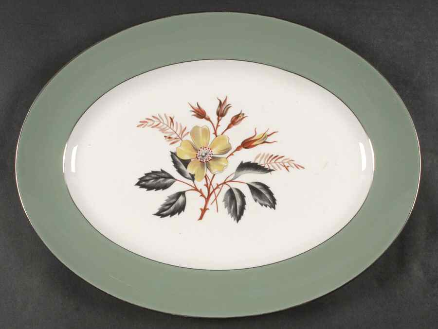 Greenwood (Bone) 15" Oval Serving Platter by Wedgwood-1