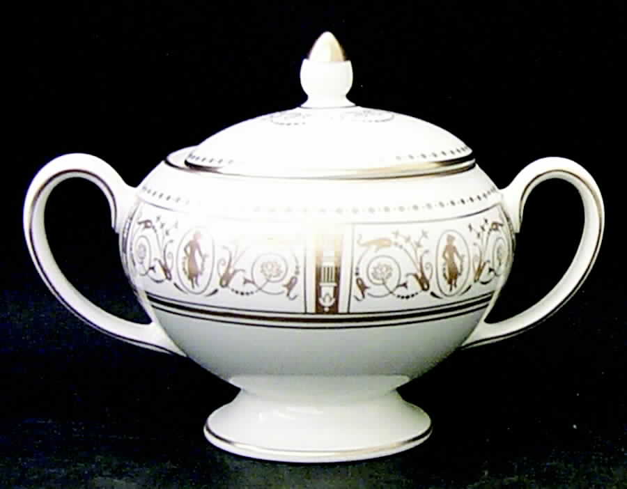 Grecian Gold Leigh Shape Sugar Bowl & Lid by Wedgwood-1