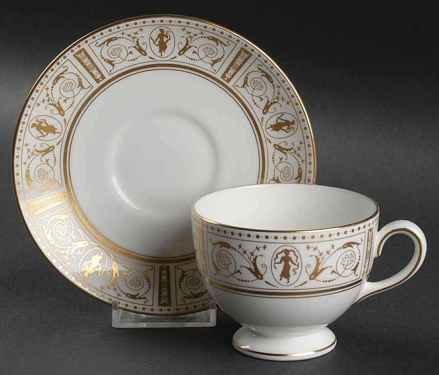 Grecian Gold Footed Cup & Saucer Set by Wedgwood-1