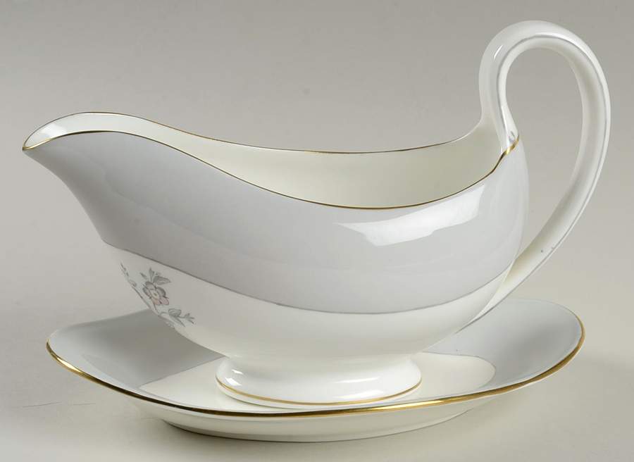 Grey Friar Pink Gravy Boat & Underplate by Wedgwood-1
