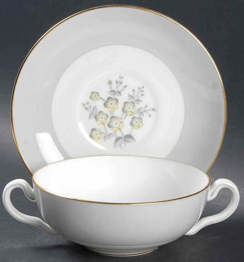 Grey Friar Yellow Flat Cream Soup Bowl & Saucer Set by Wedgwood-1