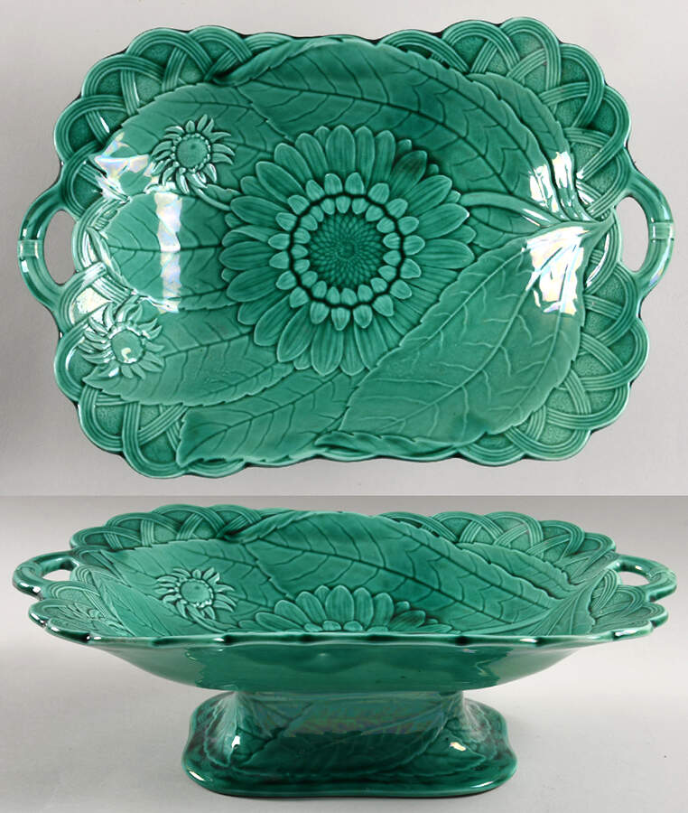 Green Glaze 12" Rectangular Pedestal Tray by Wedgwood-1