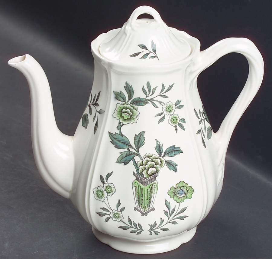 Green Leaf (Queen's Shape) Coffee Pot & Lid by Wedgwood-1