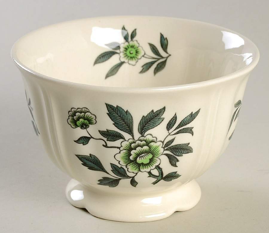 Green Leaf (Queen's Shape) Open Sugar Bowl by Wedgwood-1