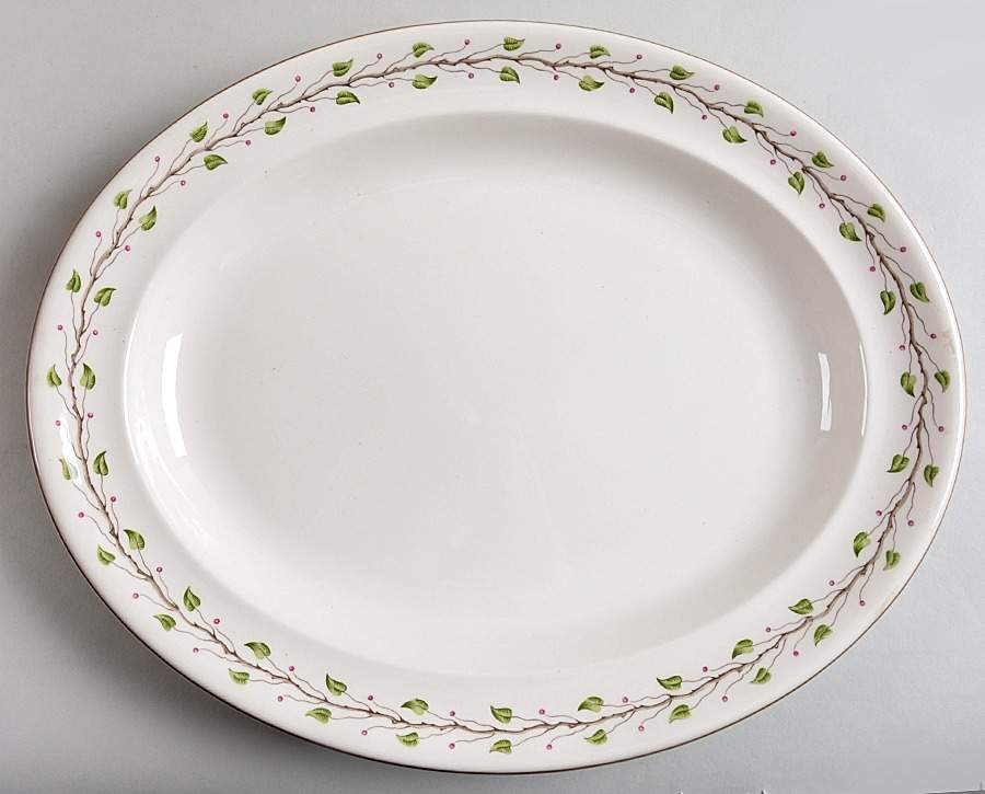 Green Leaf 14" Oval Serving Platter by Wedgwood-1