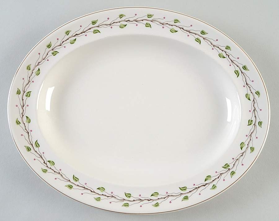 Green Leaf 12" Oval Serving Platter by Wedgwood-1