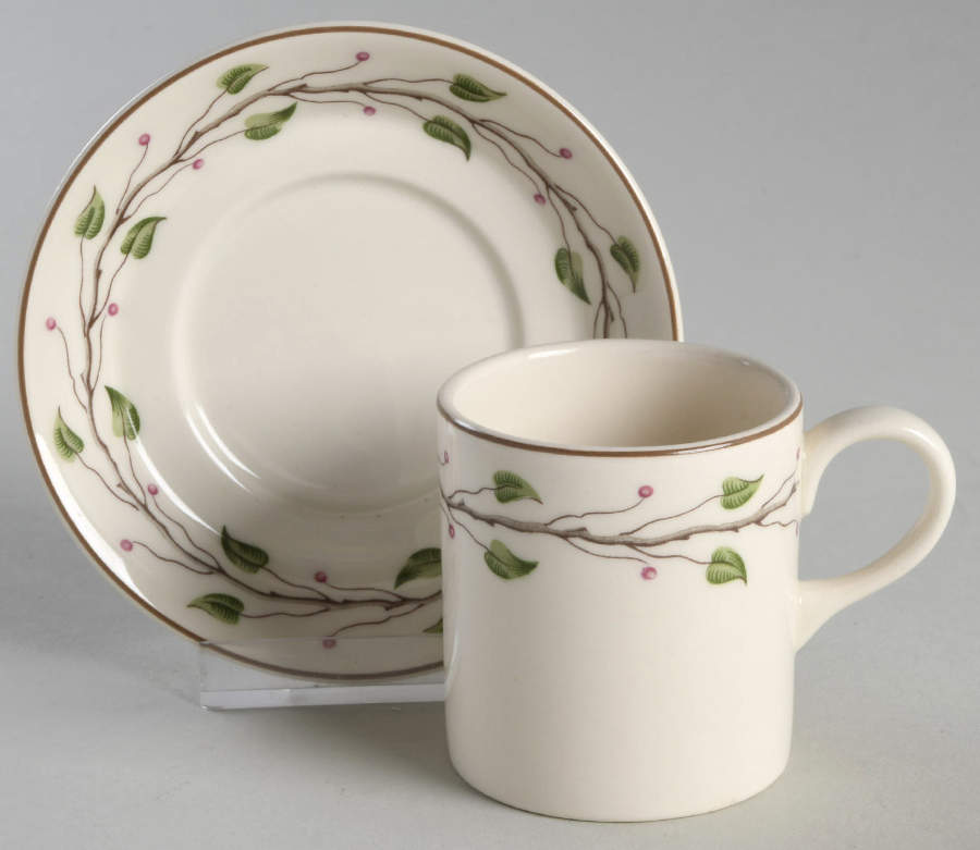 Green Leaf Demitasse Cup & Saucer Set by Wedgwood-1