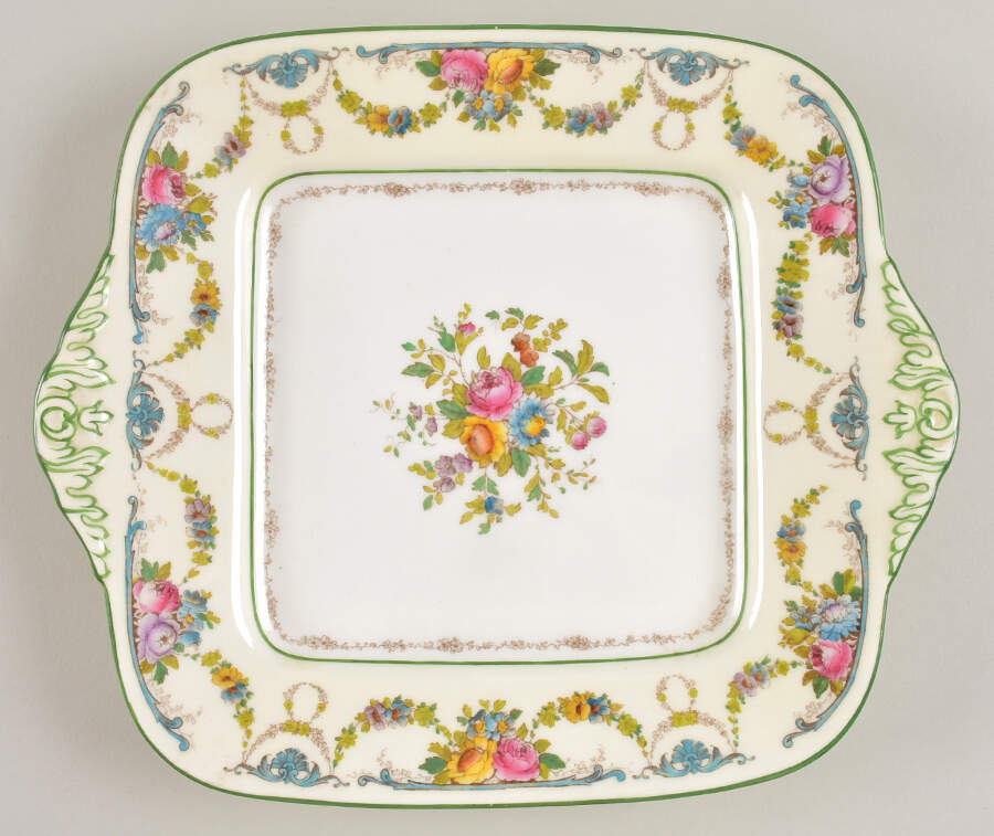 Grosvenor (W697, Cream Rim) Square Handled Cake Plate by Wedgwood-1