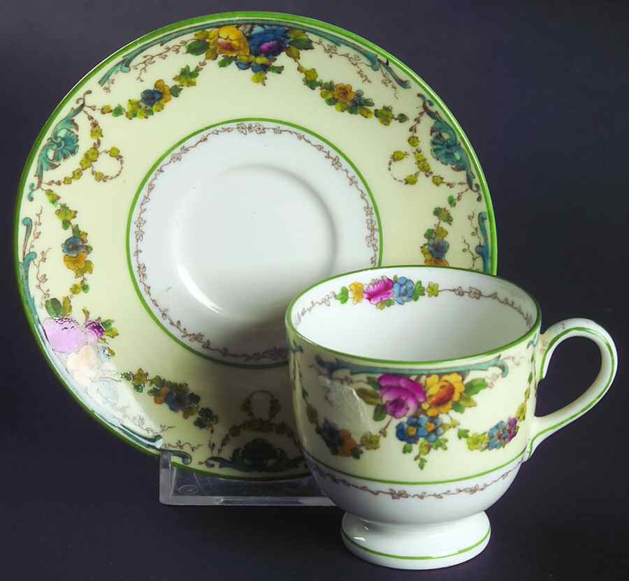 Grosvenor (W697, Cream Rim) Footed Demitasse Cup & Saucer Set by Wedgwood-1