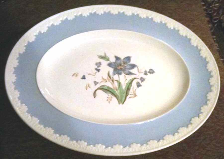 Hampton Court (Blue Rim) 15" Oval Serving Platter by Wedgwood-1