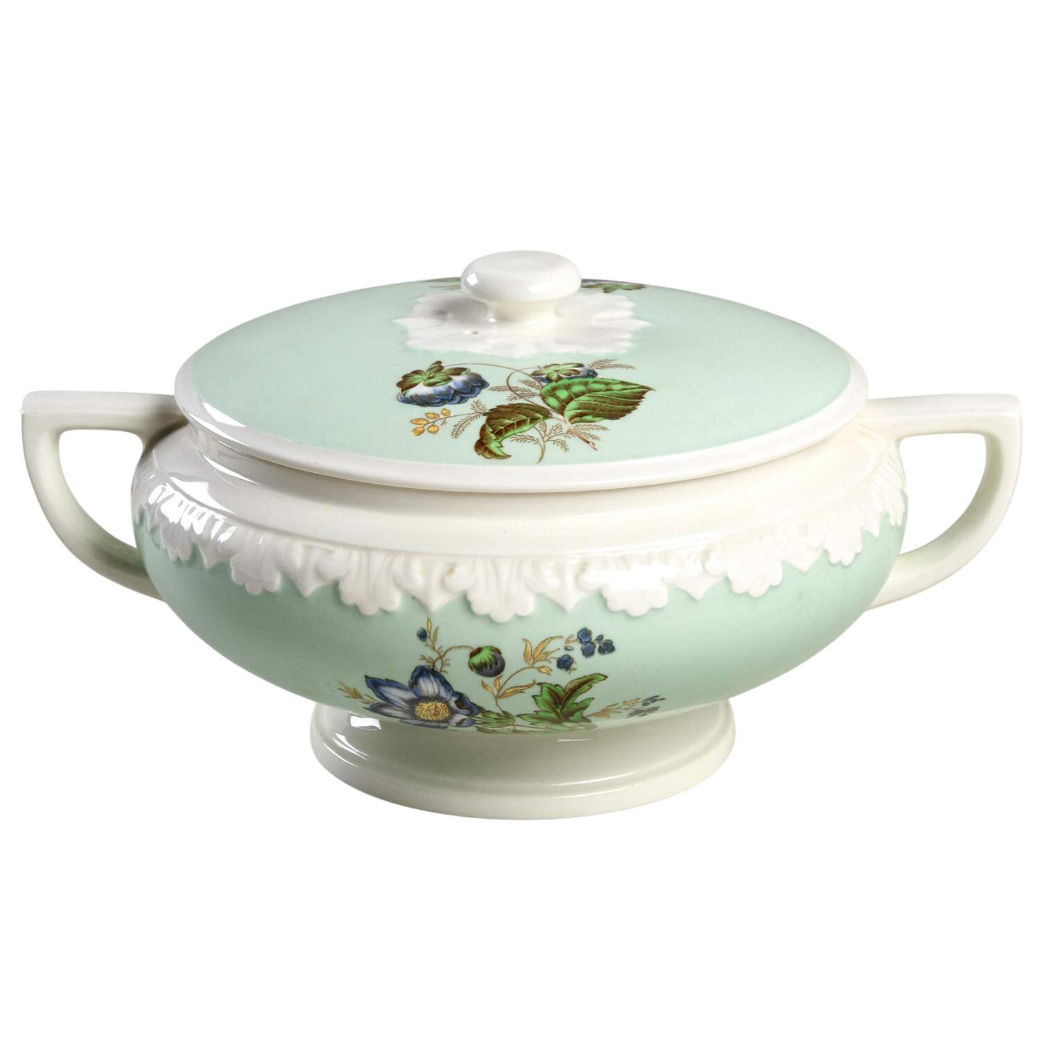 Hampton Court (Green Rim) Round Covered Vegetable by Wedgwood-1