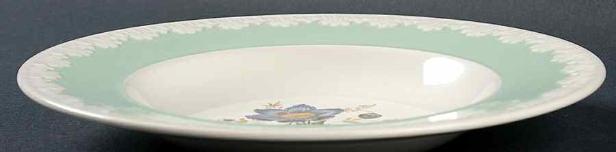 Hampton Court (Green Rim) Rim Soup Bowl by Wedgwood-1
