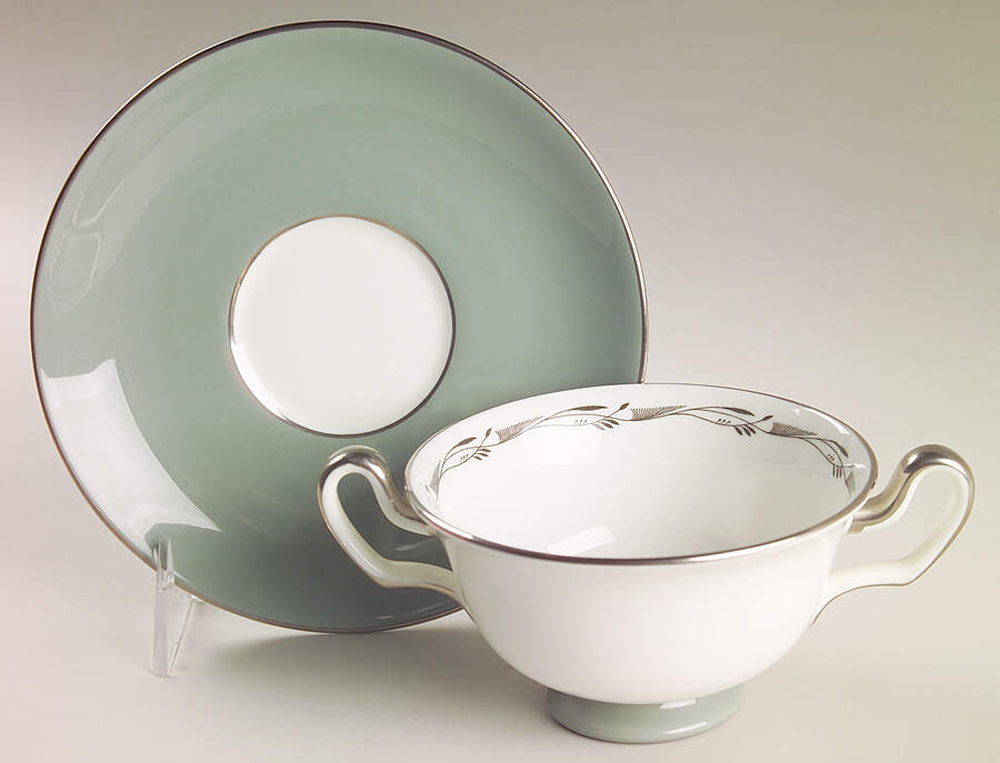 Halford Footed Cream Soup Bowl & Saucer Set by Wedgwood-1