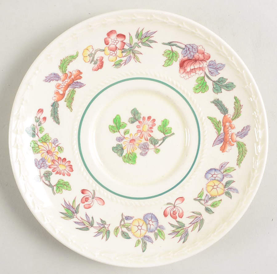 Harlech (Floral Rim & Center, No Trim) Saucer for Demitasse Cup by Wedgwood-1