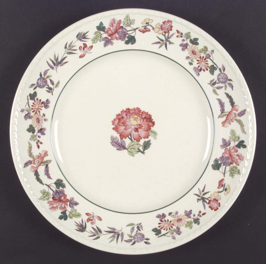 Harlech (Floral Rim & Center, No Trim) Dinner Plate by Wedgwood-1