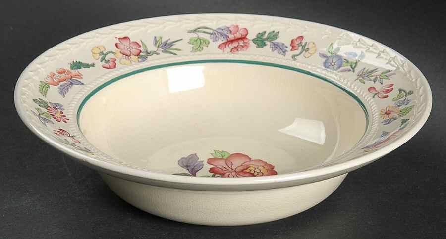 Harlech (Floral Rim & Center, No Trim) Rim Cereal Bowl by Wedgwood-1