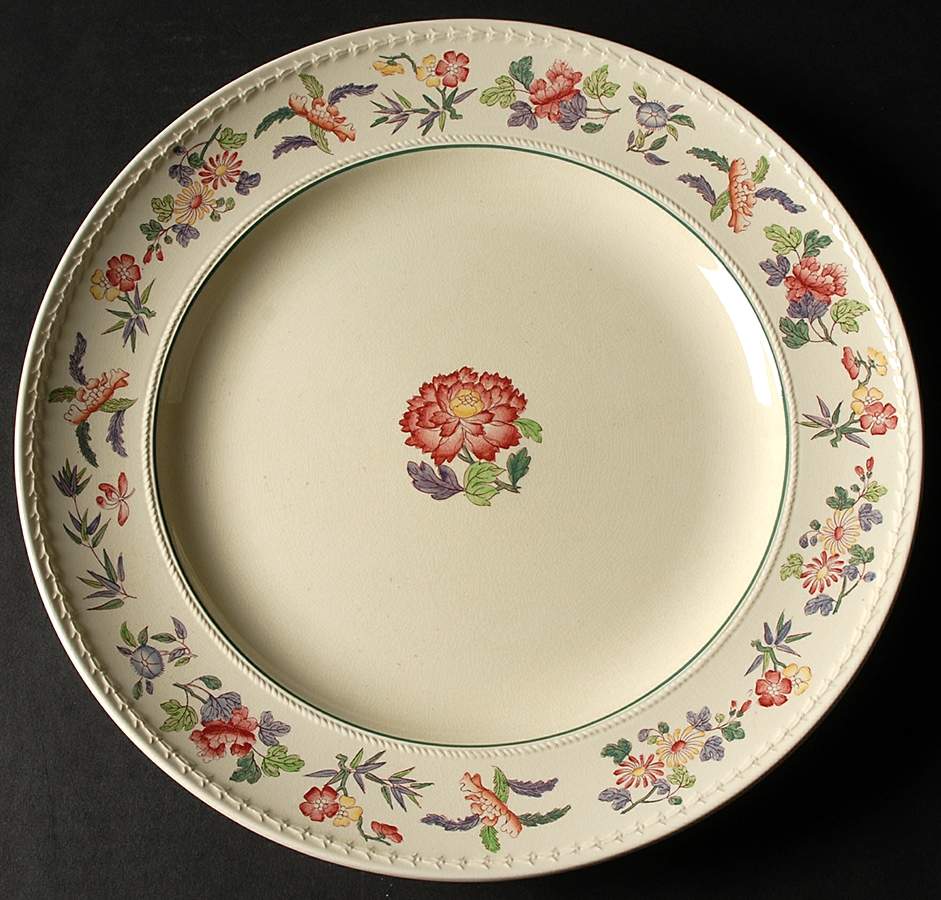 Harlech (Floral Rim & Center, No Trim) 12" Chop Plate (Round Platter) by Wedgwood-1