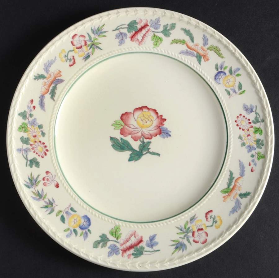 Harlech (Floral Rim & Center, No Trim) Dessert/Pie Plate by Wedgwood-1