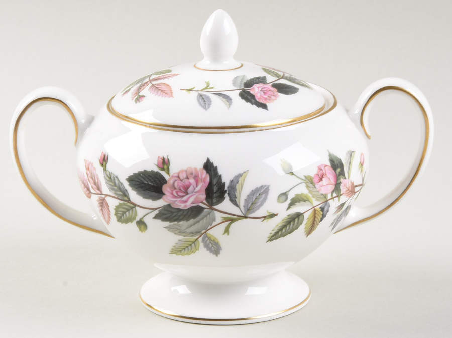 Hathaway Rose Leigh Shape Sugar Bowl & Lid by Wedgwood-1