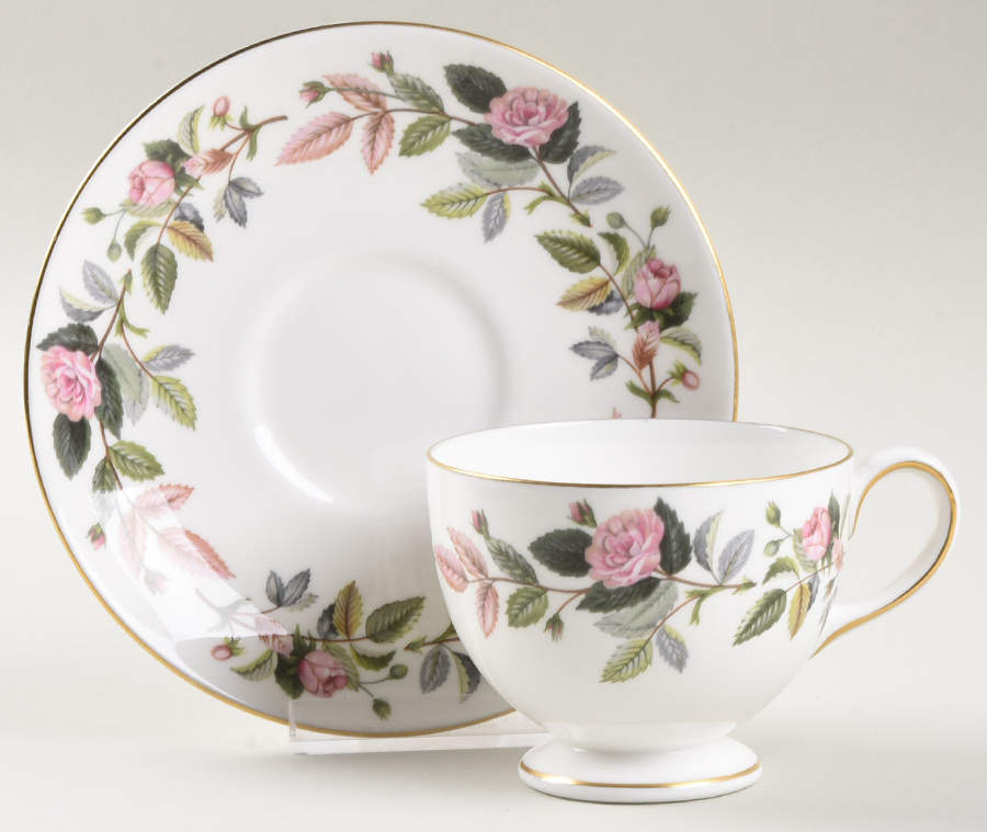 Hathaway Rose Footed Cup & Saucer Set by Wedgwood-1