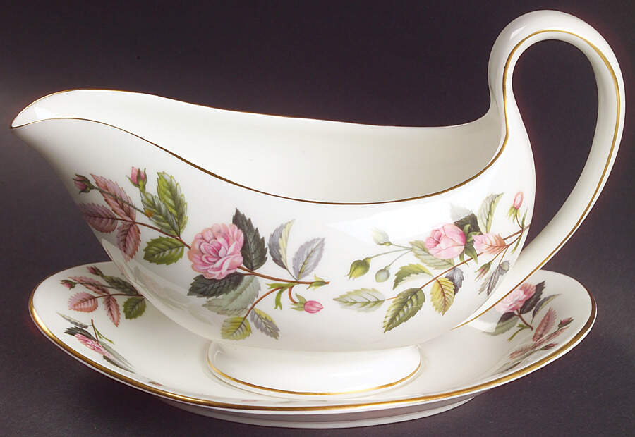 Hathaway Rose Gravy Boat & Underplate by Wedgwood-1