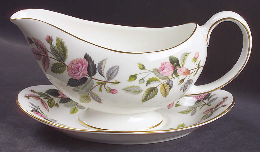 Hathaway Rose Gravy Boat & Underplate by Wedgwood-1