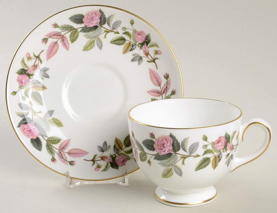 Hathaway Rose Footed Cup & Saucer Set by Wedgwood-1