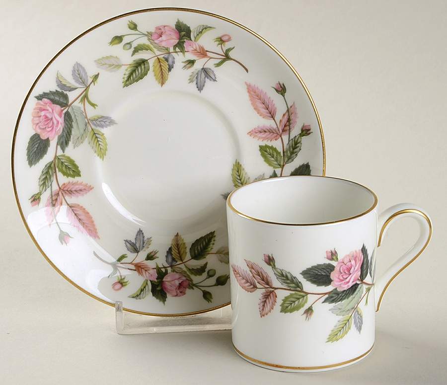 Hathaway Rose Bond Shape Demitasse Cup and Saucer Set by Wedgwood-1