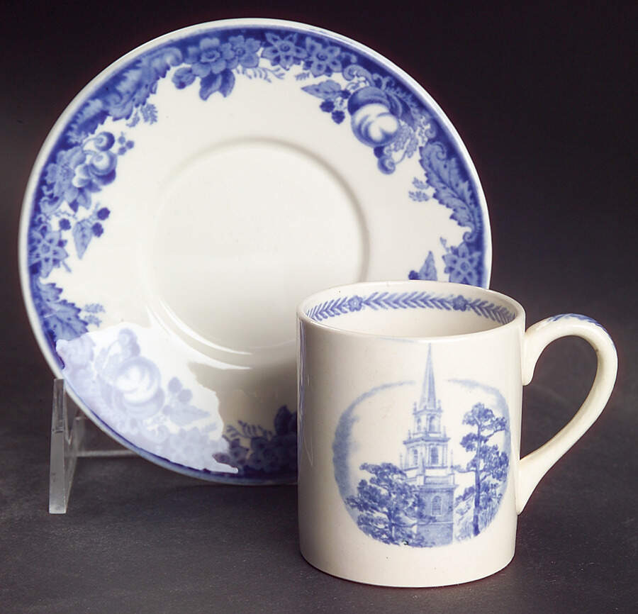 Harvard University Blue Flat Demitasse Cup & Saucer Set by Wedgwood-1