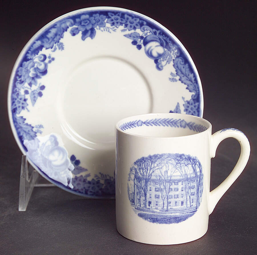 Harvard University Blue Flat Demitasse Cup & Saucer Set by Wedgwood-1