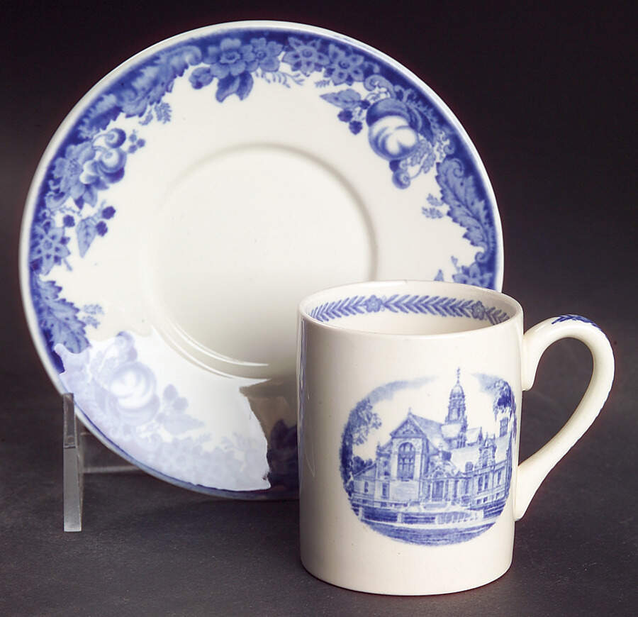 Harvard University Blue Flat Demitasse Cup & Saucer Set by Wedgwood-1