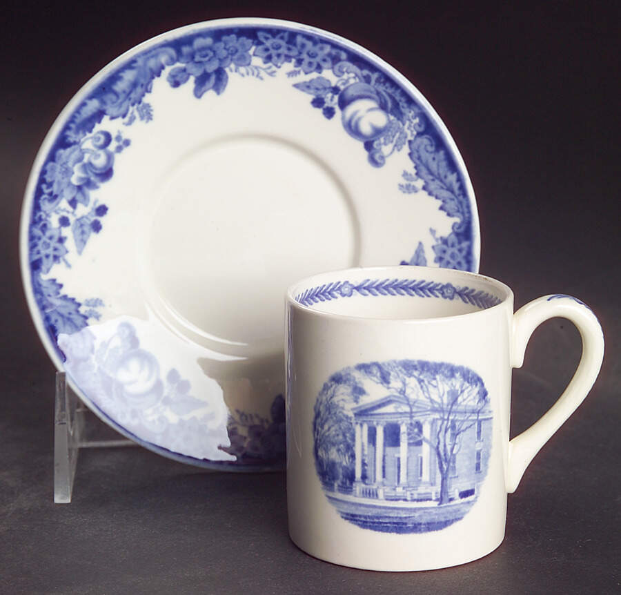 Harvard University Blue Flat Demitasse Cup & Saucer Set by Wedgwood-1