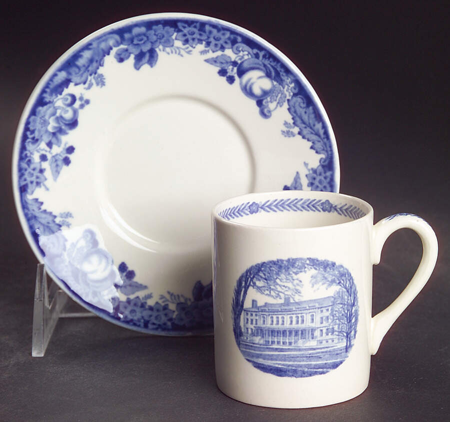 Harvard University Blue Flat Demitasse Cup & Saucer Set by Wedgwood-1