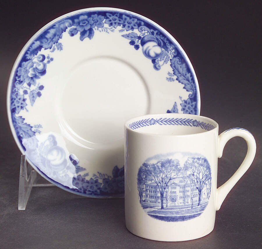 Harvard University Blue Flat Demitasse Cup & Saucer Set by Wedgwood-1