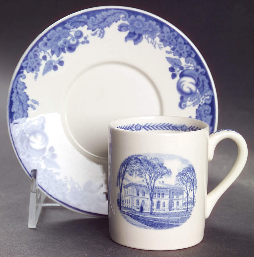 Harvard University Blue Flat Demitasse Cup & Saucer Set by Wedgwood-1