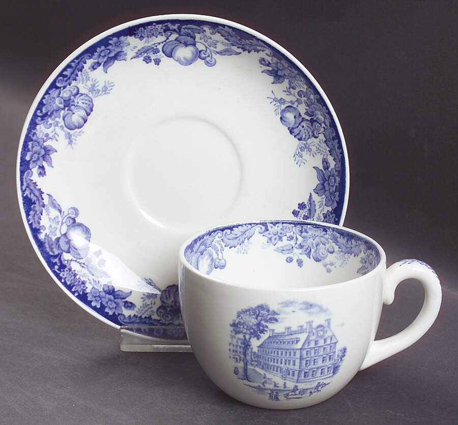 Harvard University Blue Flat Cup & Saucer Set by Wedgwood-1