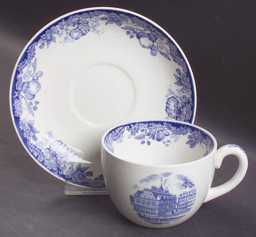 Harvard University Blue Flat Cup & Saucer Set by Wedgwood-1