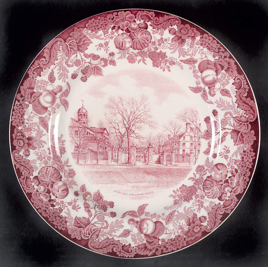 Harvard University Pink (No Gold Trim) Dinner Plate by Wedgwood-1