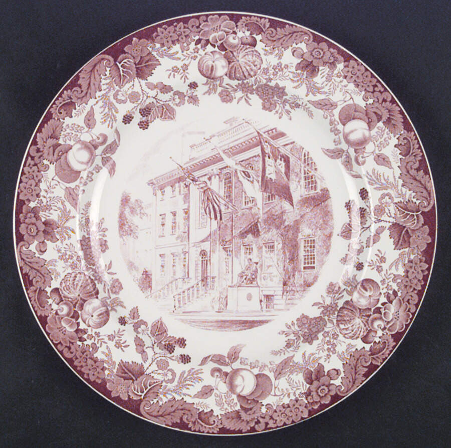 Harvard University Pink (No Gold Trim) Dinner Plate by Wedgwood-1