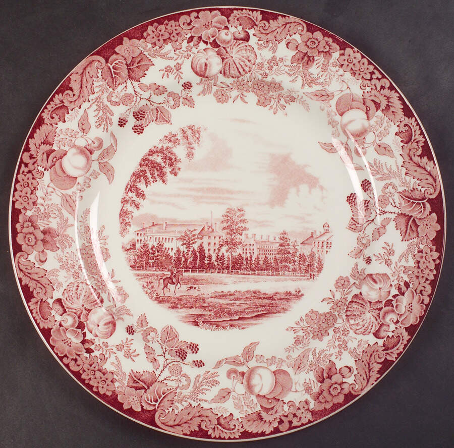 Harvard University Pink (No Gold Trim) Dinner Plate by Wedgwood-1