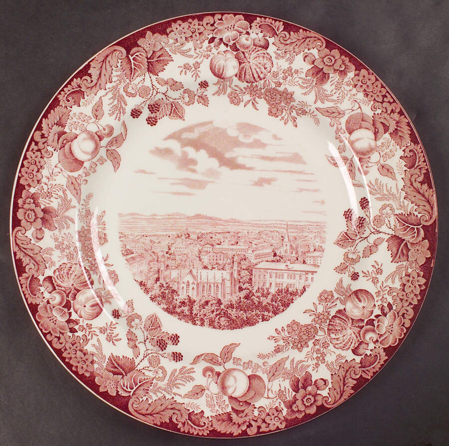 Harvard University Pink (No Gold Trim) Dinner Plate by Wedgwood-1