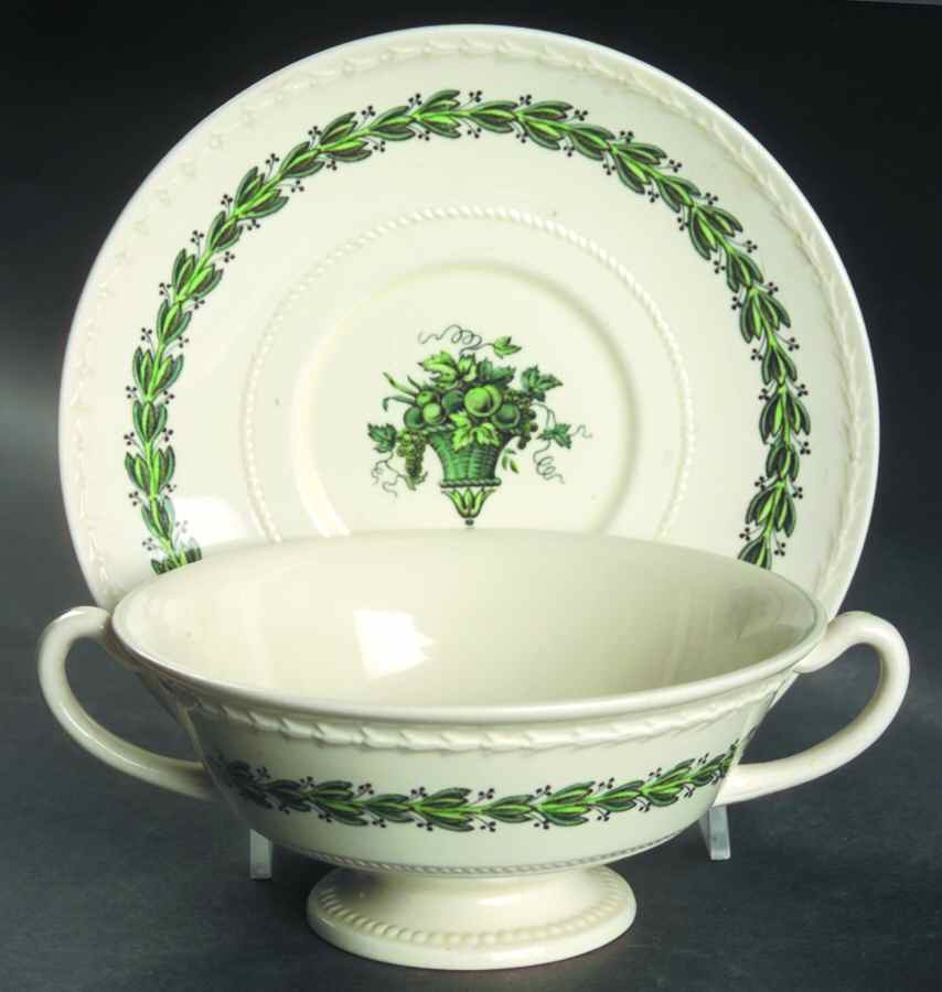 Hereford Footed Cream Soup Bowl & Saucer Set by Wedgwood-1